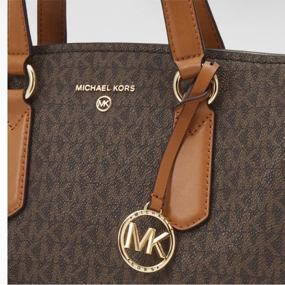Michael Kors Dark Brown Satchel with Tan Accents - Picture 2 of 14